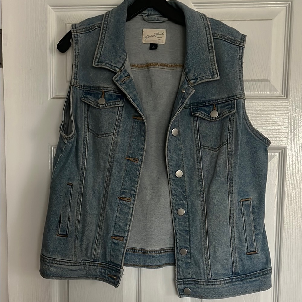 Denim Vest with Button Closure